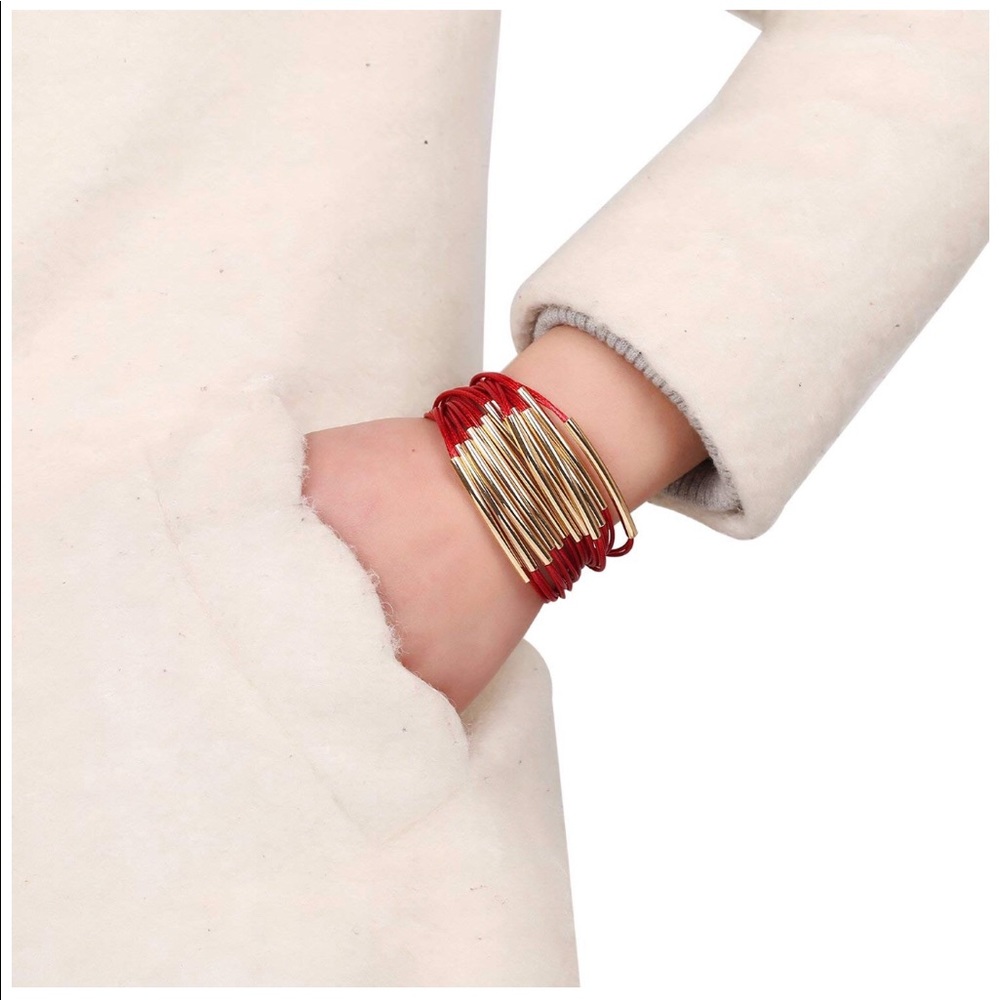 Red & Gold Magnetic Clasp Bangle Bracelet